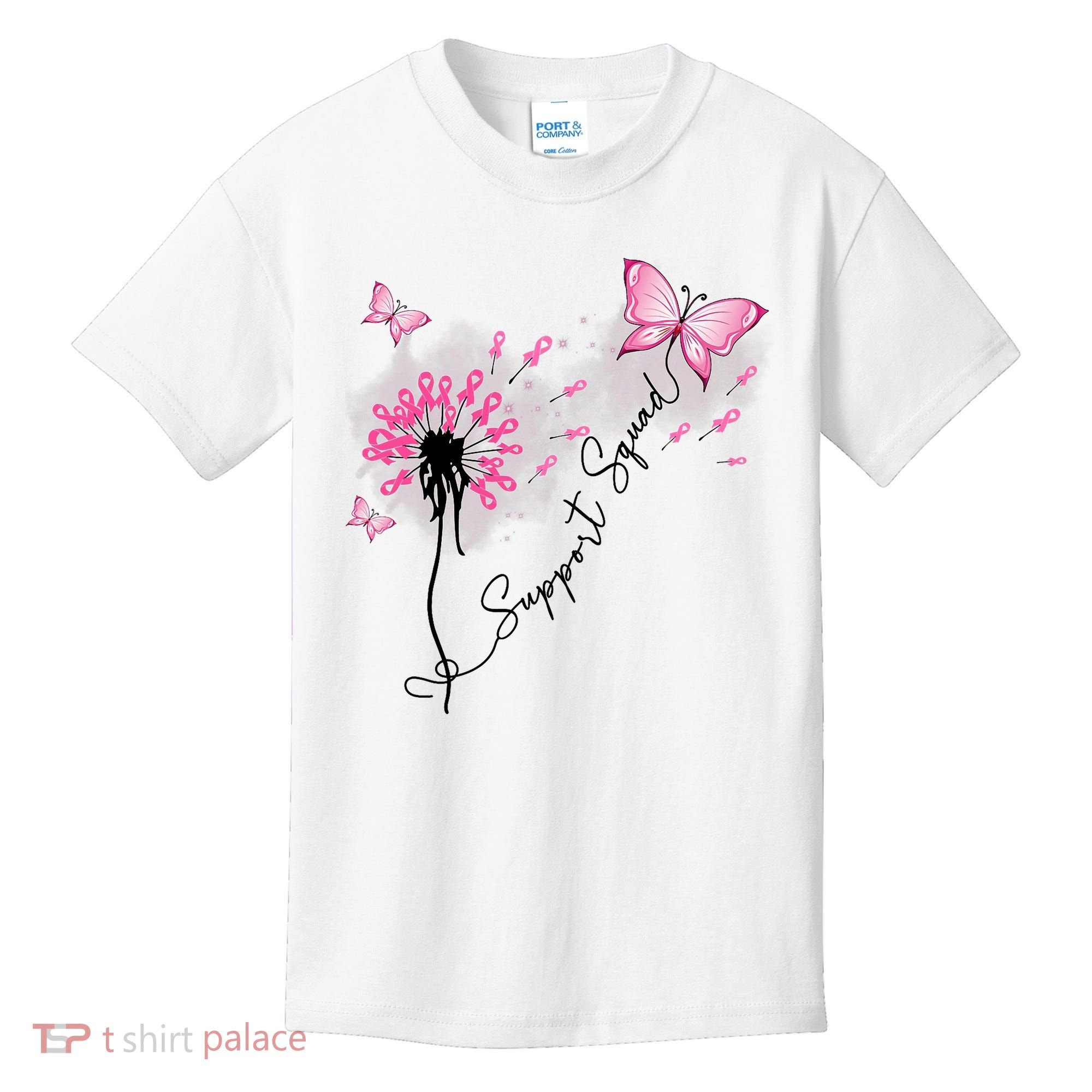 Breast Cancer Support Squad Pink Ribbon Warrior Kids T-Shirt