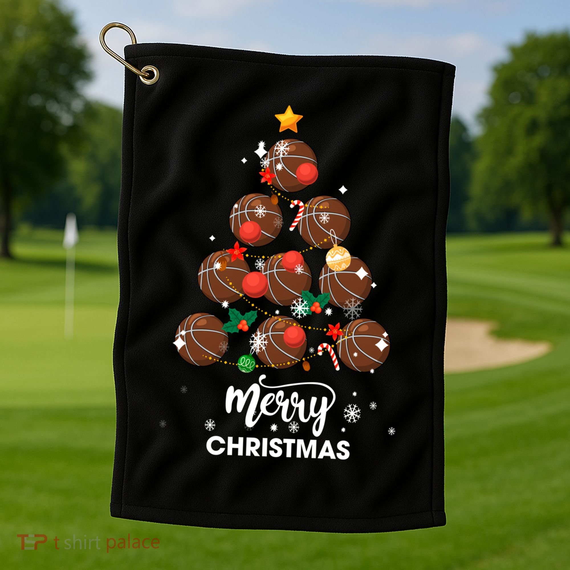 Basketball Christmas Tree Xmas Gift For Basketball Players Gift Golf Towel