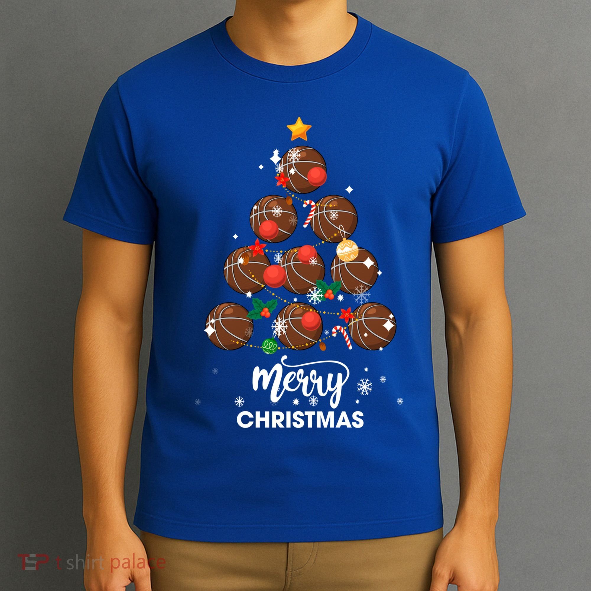 Basketball Christmas Tree Xmas Gift For Basketball Players Gift T-Shirt