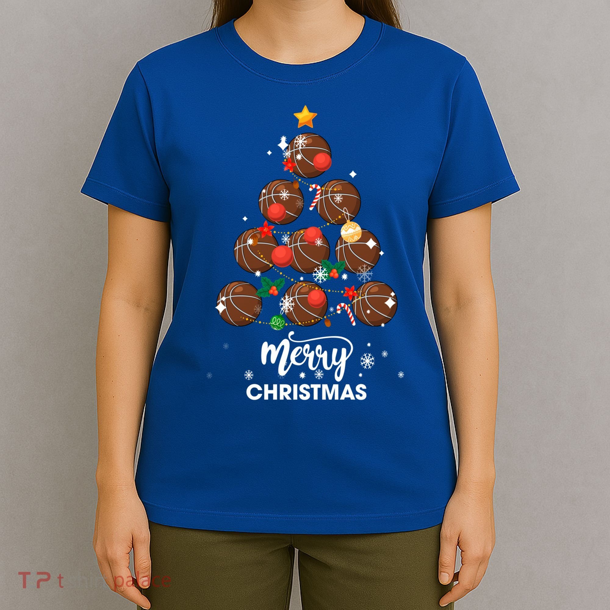 Basketball Christmas Tree Xmas Gift For Basketball Players Gift T-Shirt