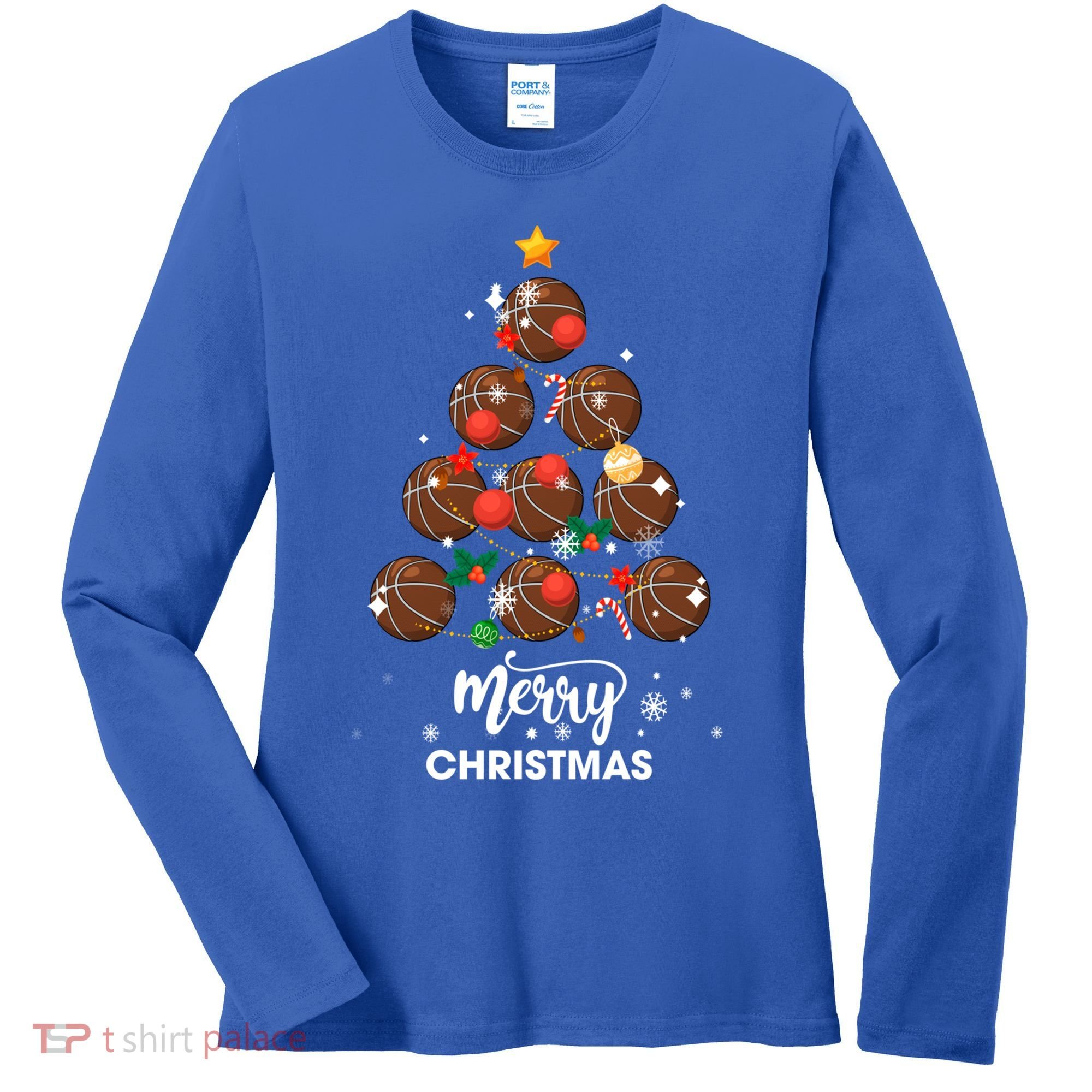 Basketball Christmas Tree Xmas Gift For Basketball Players Gift Women's Long Sleeve Shirt