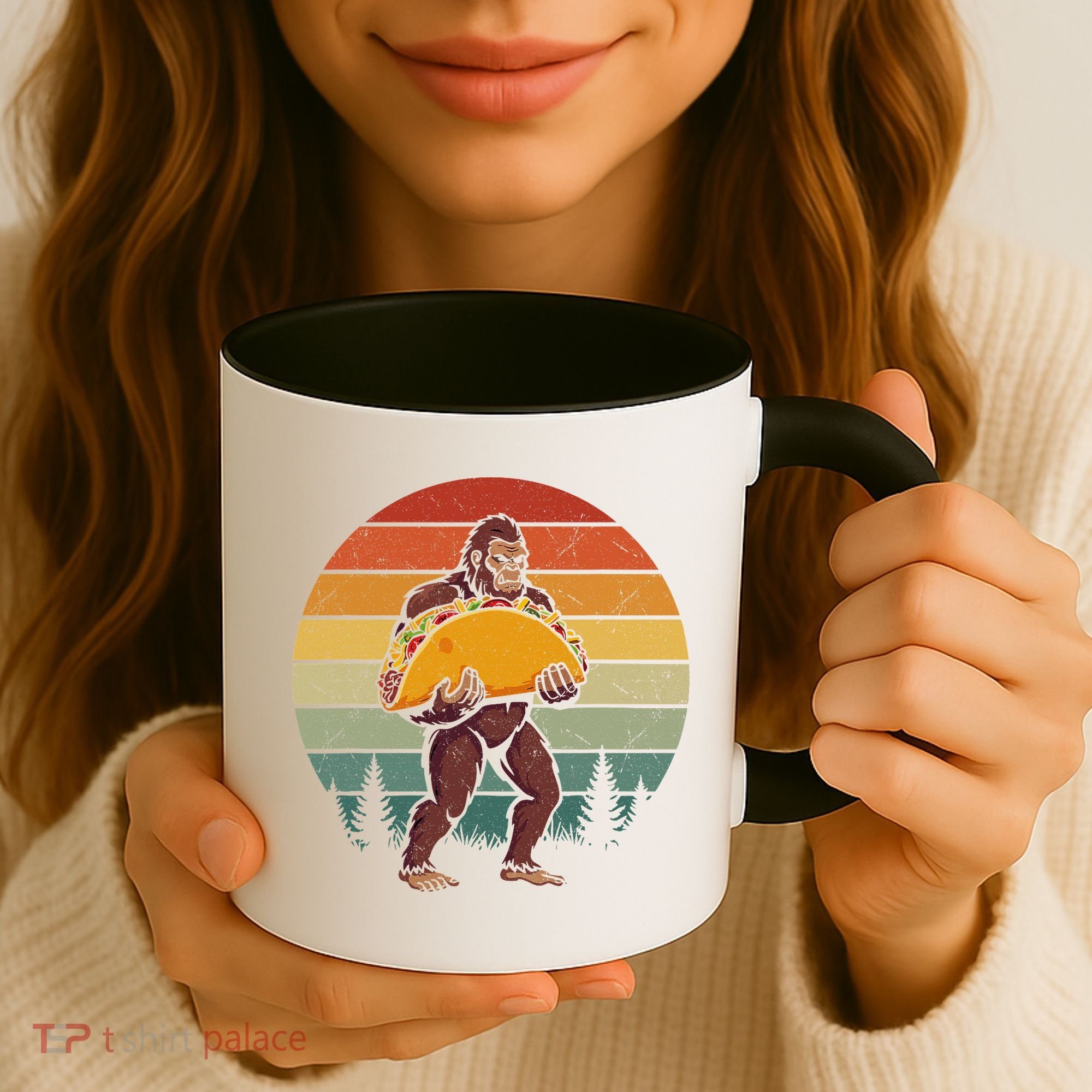 Bigfoot Carrying Taco Funny Cinco De Mayo Sasquatch Coffee Mug