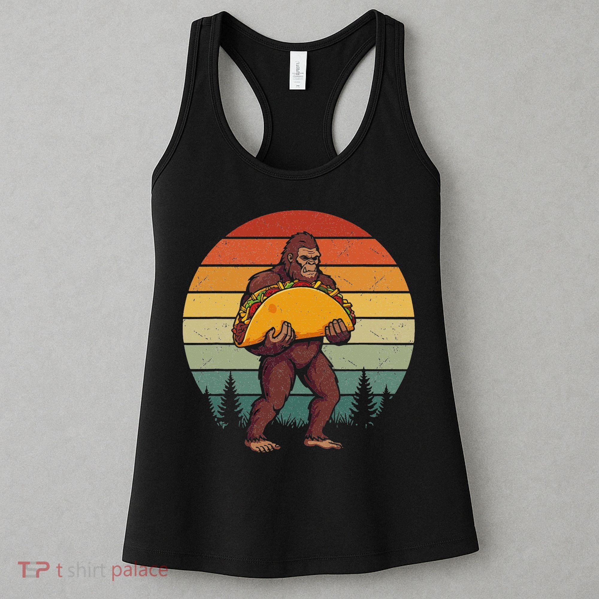 Bigfoot Carrying Taco Funny Cinco De Mayo Sasquatch Women's Tank Top
