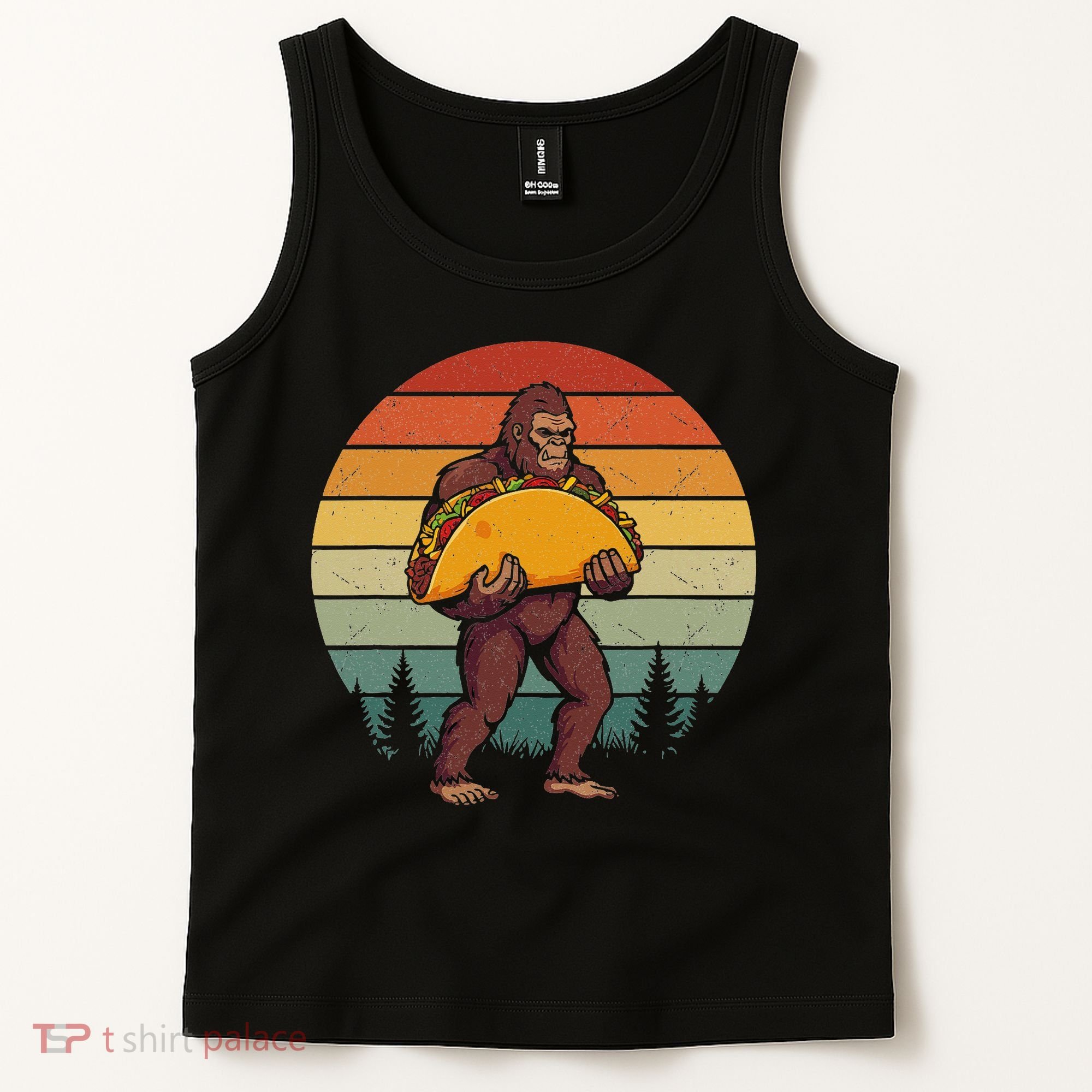 Bigfoot Carrying Taco Funny Cinco De Mayo Sasquatch Tank Top