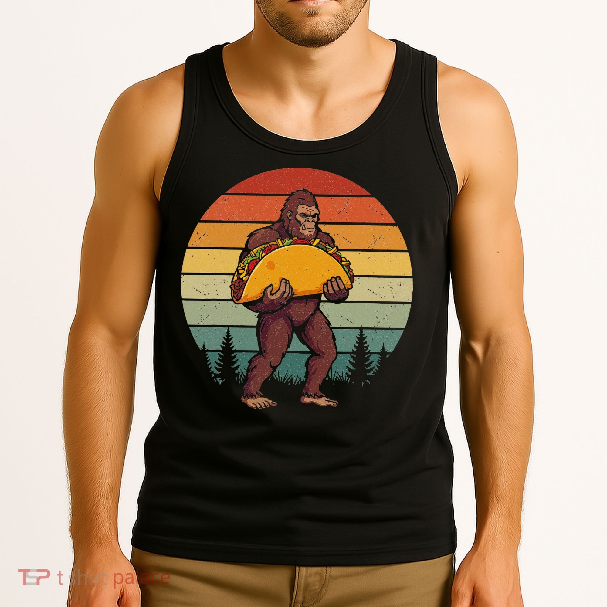 Bigfoot Carrying Taco Funny Cinco De Mayo Sasquatch Tank Top