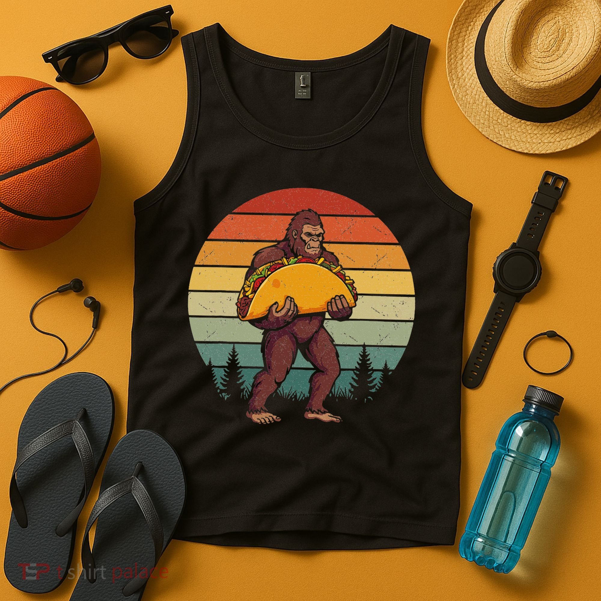 Bigfoot Carrying Taco Funny Cinco De Mayo Sasquatch Tank Top