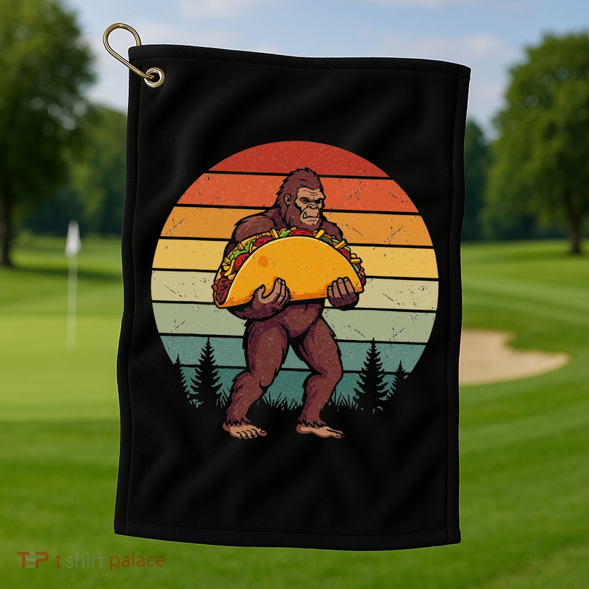 Bigfoot Carrying Taco Funny Cinco De Mayo Sasquatch Golf Towel