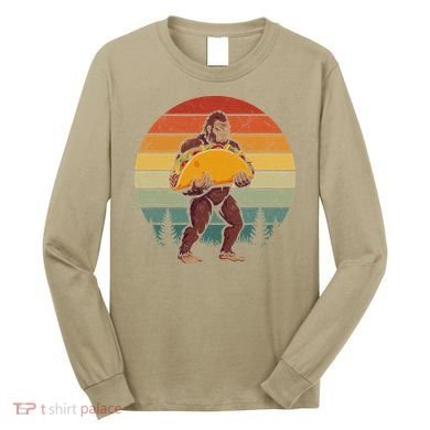 Bigfoot Carrying Taco Funny Cinco De Mayo Sasquatch Long Sleeve Shirt