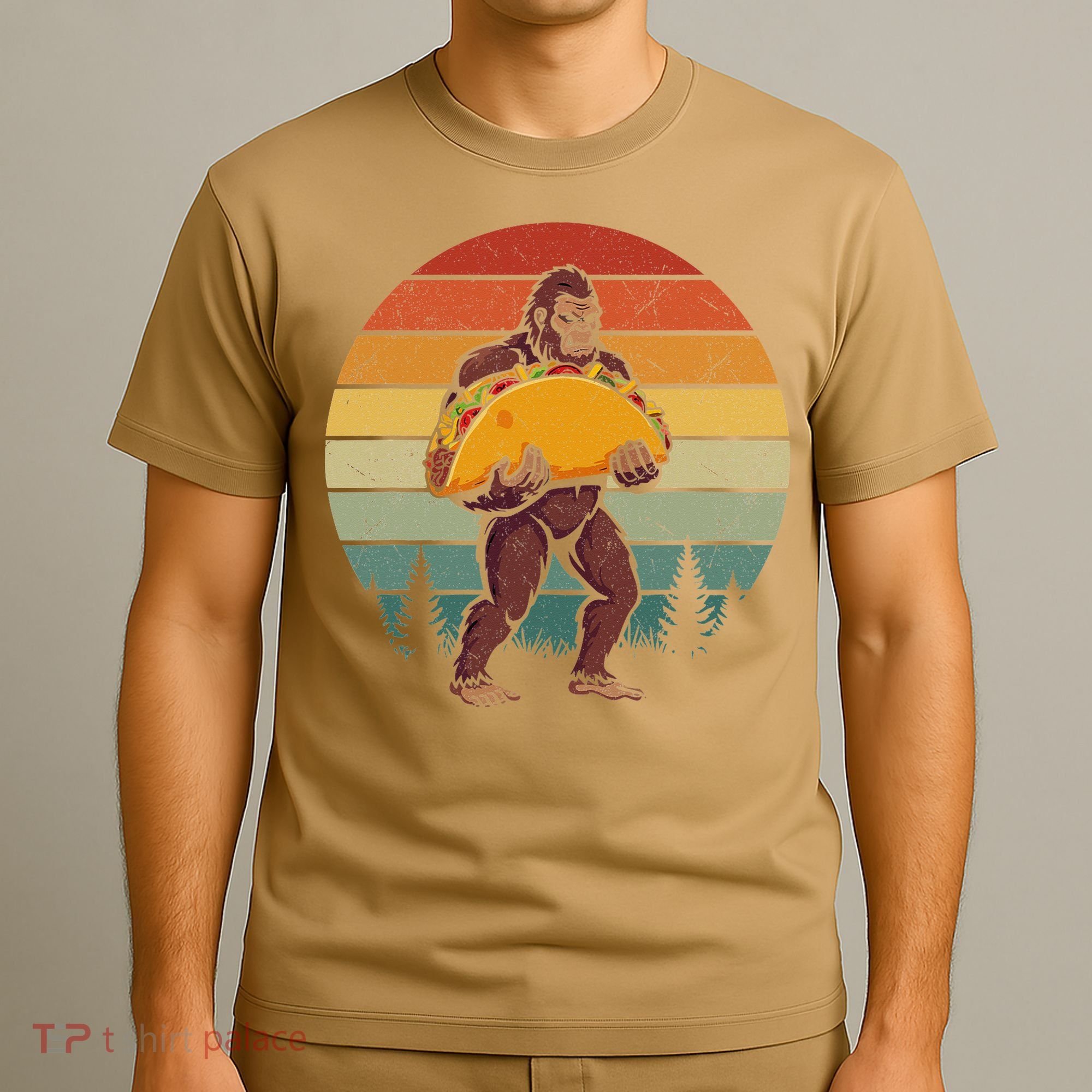 Bigfoot Carrying Taco Funny Cinco De Mayo Sasquatch T-Shirt