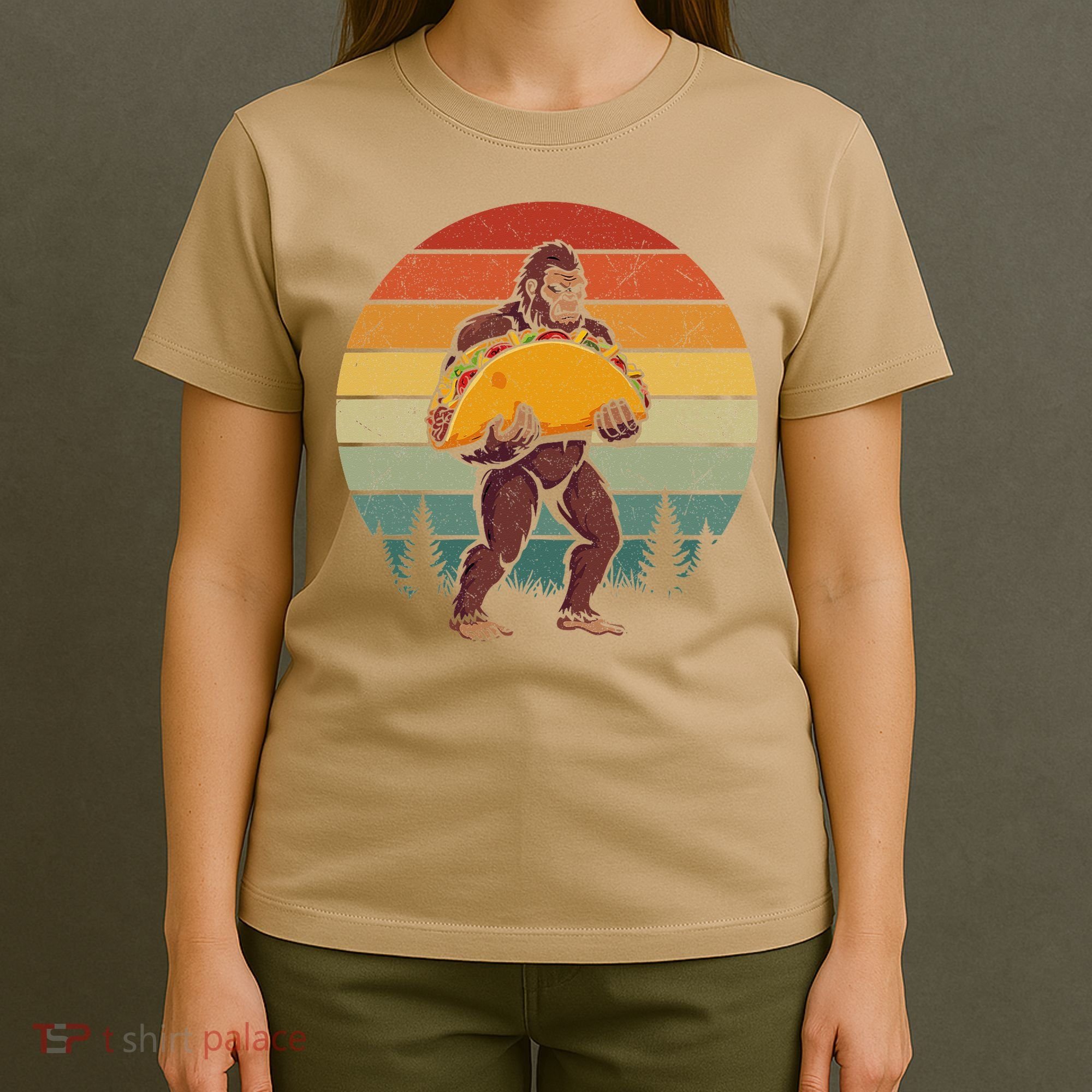Bigfoot Carrying Taco Funny Cinco De Mayo Sasquatch T-Shirt
