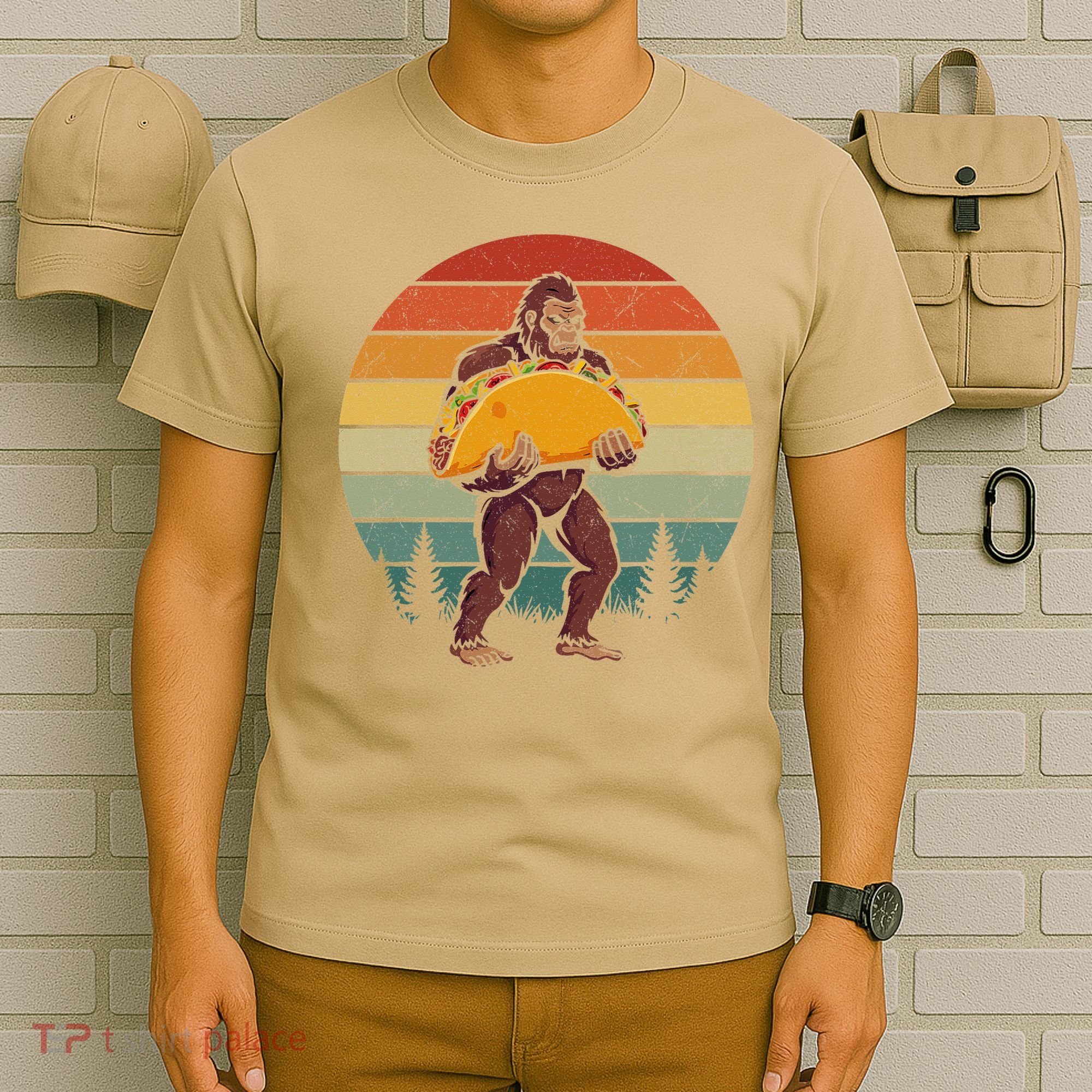 Bigfoot Carrying Taco Funny Cinco De Mayo Sasquatch T-Shirt