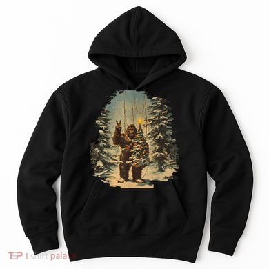 Bigfoot Christmas Tree Lights Tarot Xmas Sasquatch Hoodie