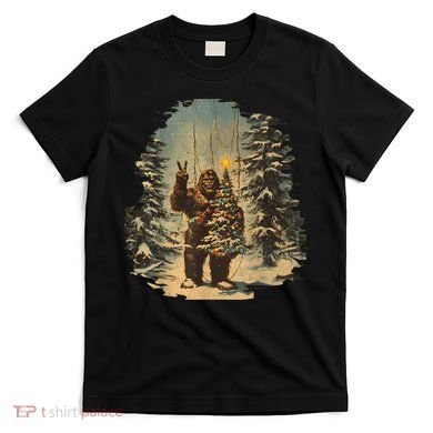 Bigfoot Christmas Tree Lights Tarot Xmas Sasquatch T-Shirt