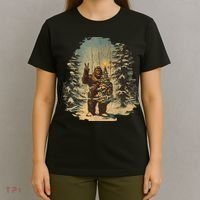 Bigfoot Christmas Tree Lights Tarot Xmas Sasquatch T-Shirt thumb 4