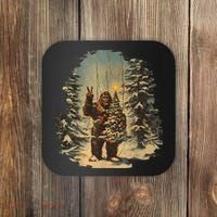 Bigfoot Christmas Tree Lights Tarot Xmas Sasquatch Coaster thumb 0