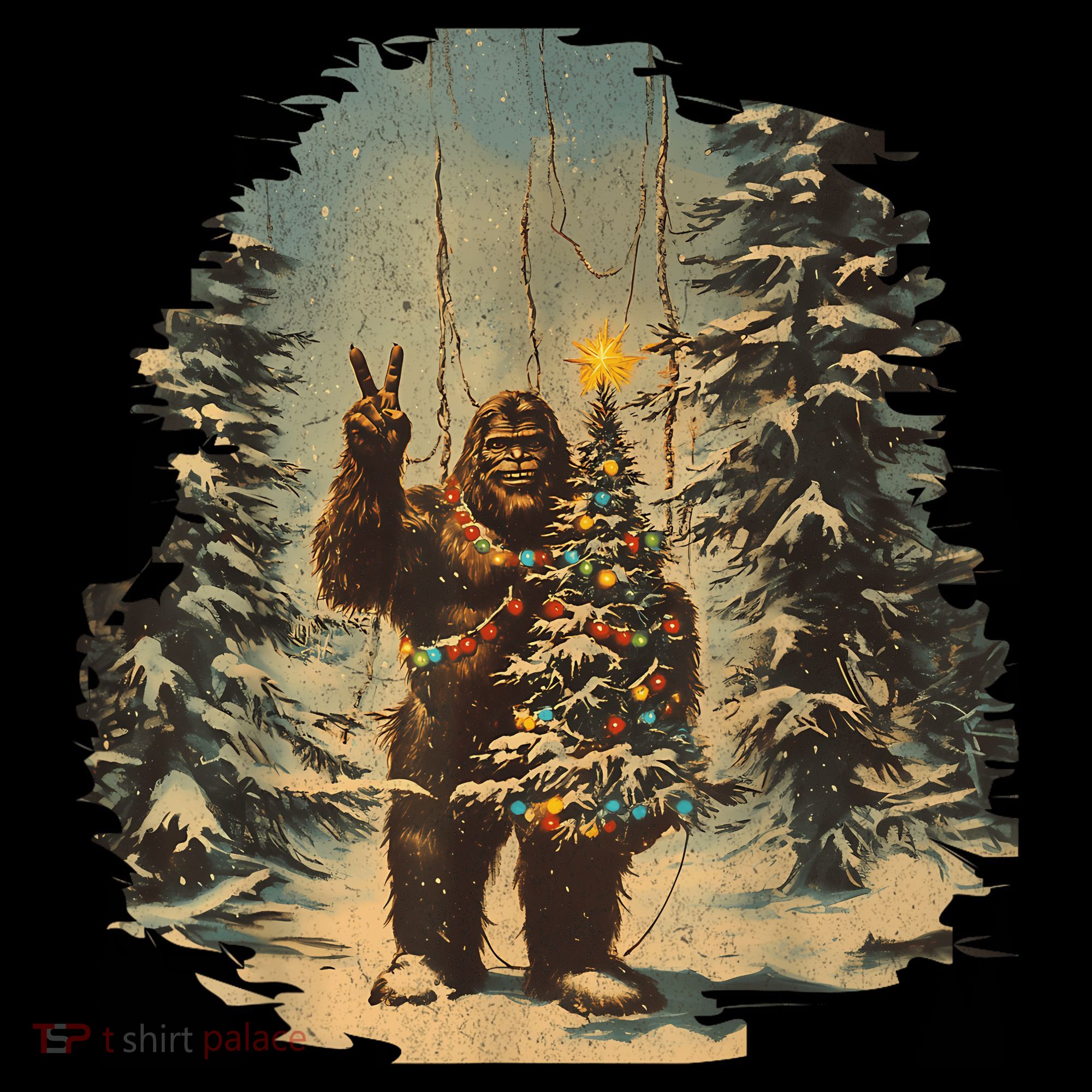 Bigfoot Christmas Tree Lights Tarot Xmas Sasquatch Women's Hoodie