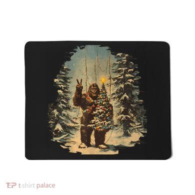 Bigfoot Christmas Tree Lights Tarot Xmas Sasquatch Mousepad