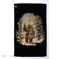 Bigfoot Christmas Tree Lights Tarot Xmas Sasquatch Golf Towel thumb 0