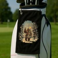 Bigfoot Christmas Tree Lights Tarot Xmas Sasquatch Golf Towel thumb 2