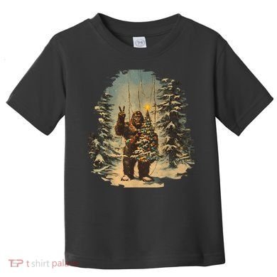 Bigfoot Christmas Tree Lights Tarot Xmas Sasquatch Toddler T-Shirt