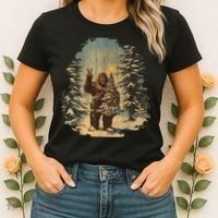 Bigfoot Christmas Tree Lights Tarot Xmas Sasquatch Women's T-Shirt thumb 2