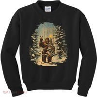 Bigfoot Christmas Tree Lights Tarot Xmas Sasquatch Kids Sweatshirt thumb 0