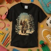 Bigfoot Christmas Tree Lights Tarot Xmas Sasquatch Kids T-Shirt thumb 3