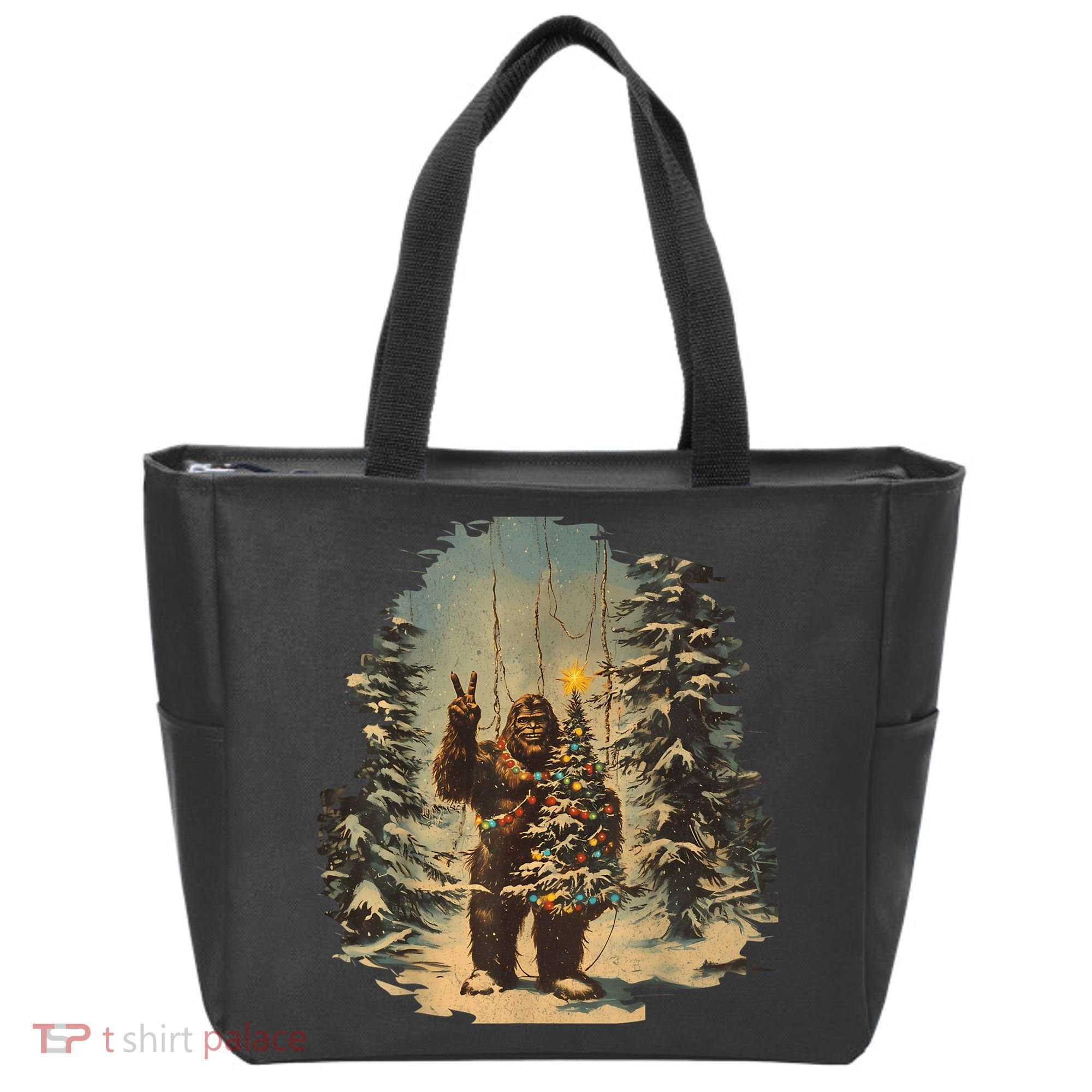 Bigfoot Christmas Tree Lights Tarot Xmas Sasquatch Tote Bag