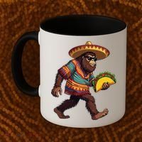 Bigfoot Carrying Taco Funny Cinco De Mayo Sasquatch Coffee Mug thumb 2