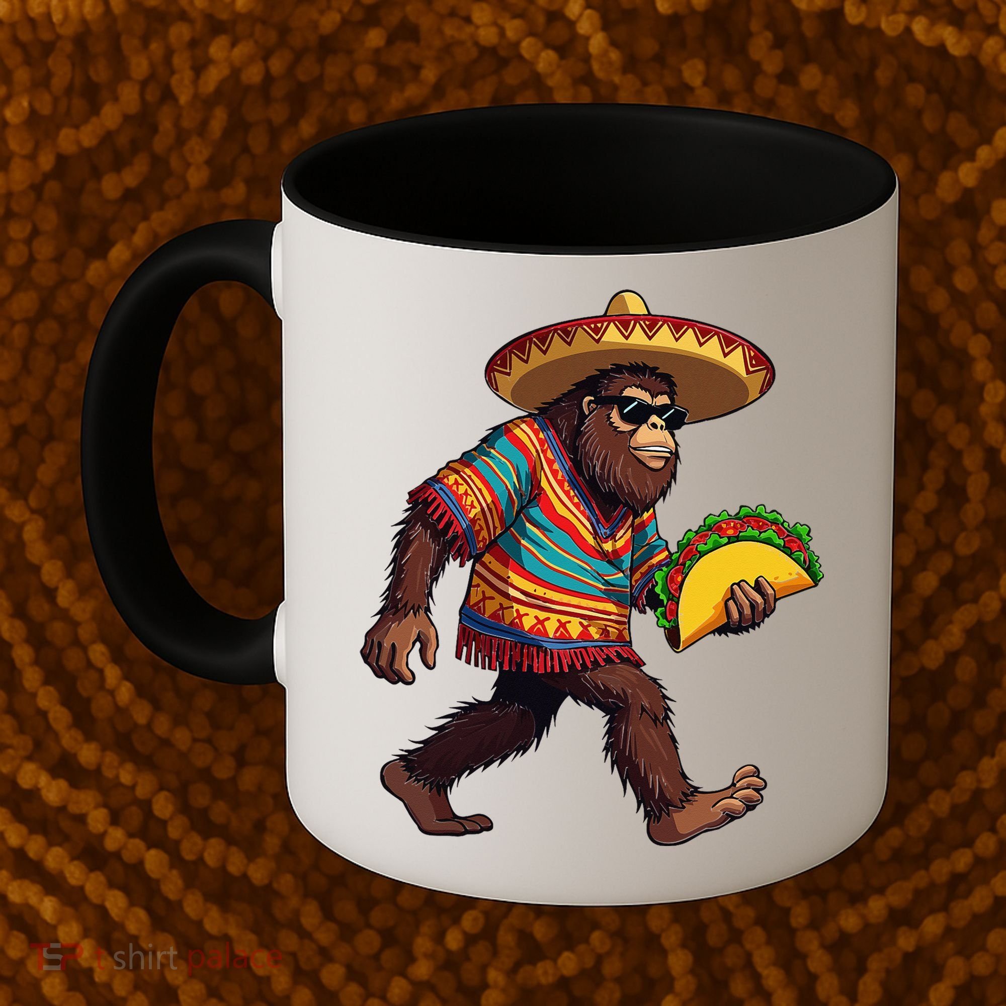 Bigfoot Carrying Taco Funny Cinco De Mayo Sasquatch Coffee Mug