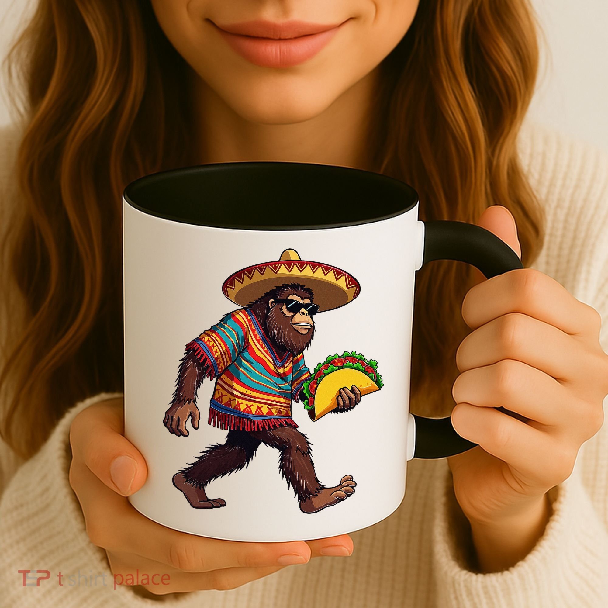 Bigfoot Carrying Taco Funny Cinco De Mayo Sasquatch Coffee Mug