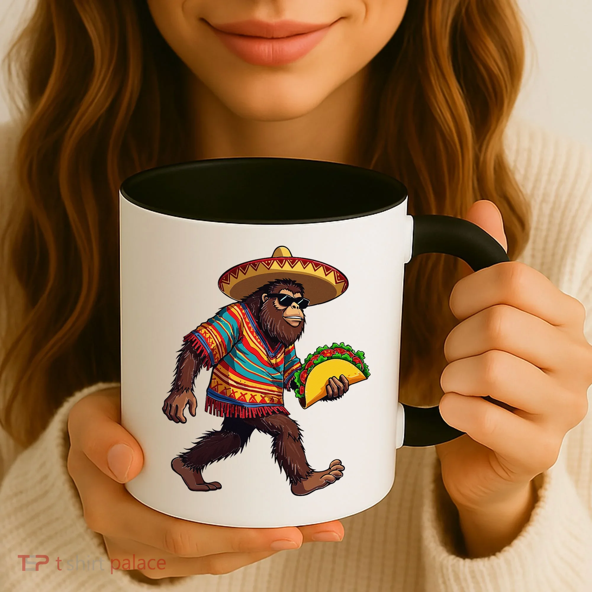 Bigfoot Carrying Taco Funny Cinco De Mayo Sasquatch Coffee Mug