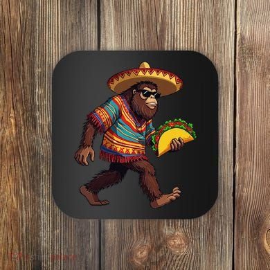 Bigfoot Carrying Taco Funny Cinco De Mayo Sasquatch Coaster