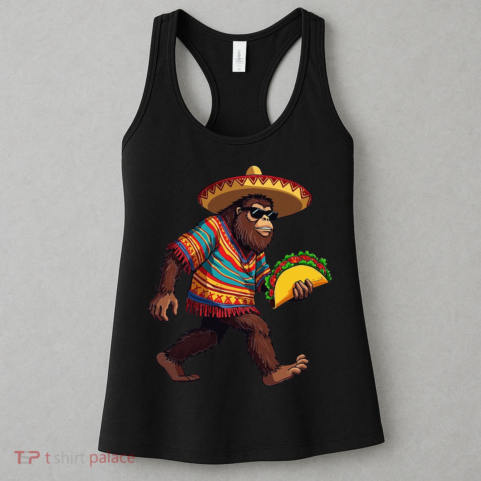 Bigfoot Carrying Taco Funny Cinco De Mayo Sasquatch Women's Tank Top