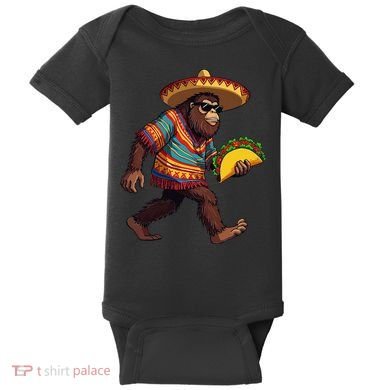Bigfoot Carrying Taco Funny Cinco De Mayo Sasquatch Baby Bodysuit
