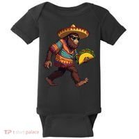 Bigfoot Carrying Taco Funny Cinco De Mayo Sasquatch Baby Bodysuit thumb 0