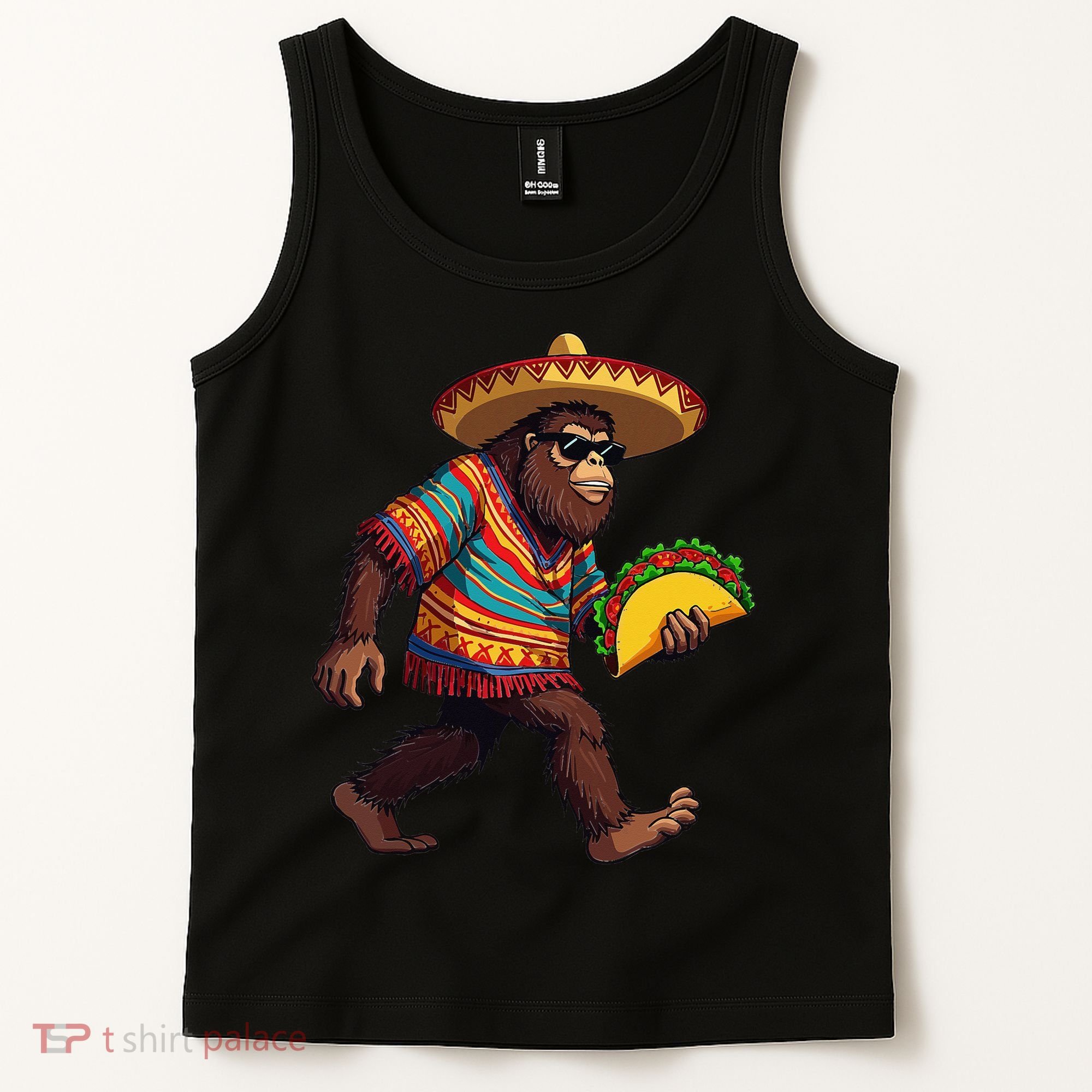 Bigfoot Carrying Taco Funny Cinco De Mayo Sasquatch Tank Top