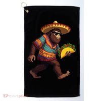 Bigfoot Carrying Taco Funny Cinco De Mayo Sasquatch Golf Towel thumb 0