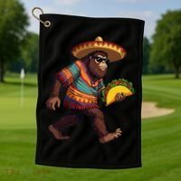Bigfoot Carrying Taco Funny Cinco De Mayo Sasquatch Golf Towel thumb 1
