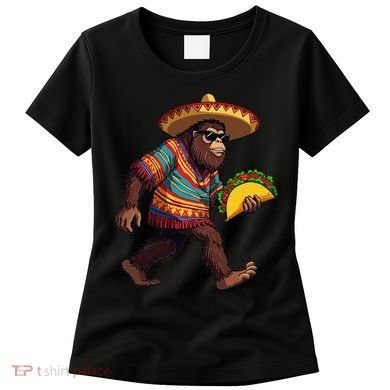 Bigfoot Carrying Taco Funny Cinco De Mayo Sasquatch Women's T-Shirt
