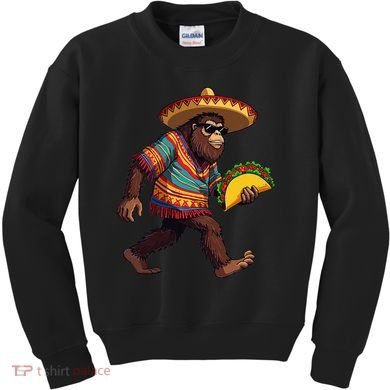 Bigfoot Carrying Taco Funny Cinco De Mayo Sasquatch Kids Sweatshirt