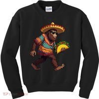 Bigfoot Carrying Taco Funny Cinco De Mayo Sasquatch Kids Sweatshirt thumb 0