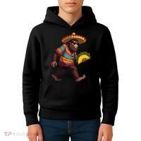 Bigfoot Carrying Taco Funny Cinco De Mayo Sasquatch Kids Hoodie thumb 4