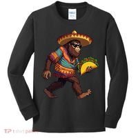 Bigfoot Carrying Taco Funny Cinco De Mayo Sasquatch Kids Long Sleeve Shirt thumb 0