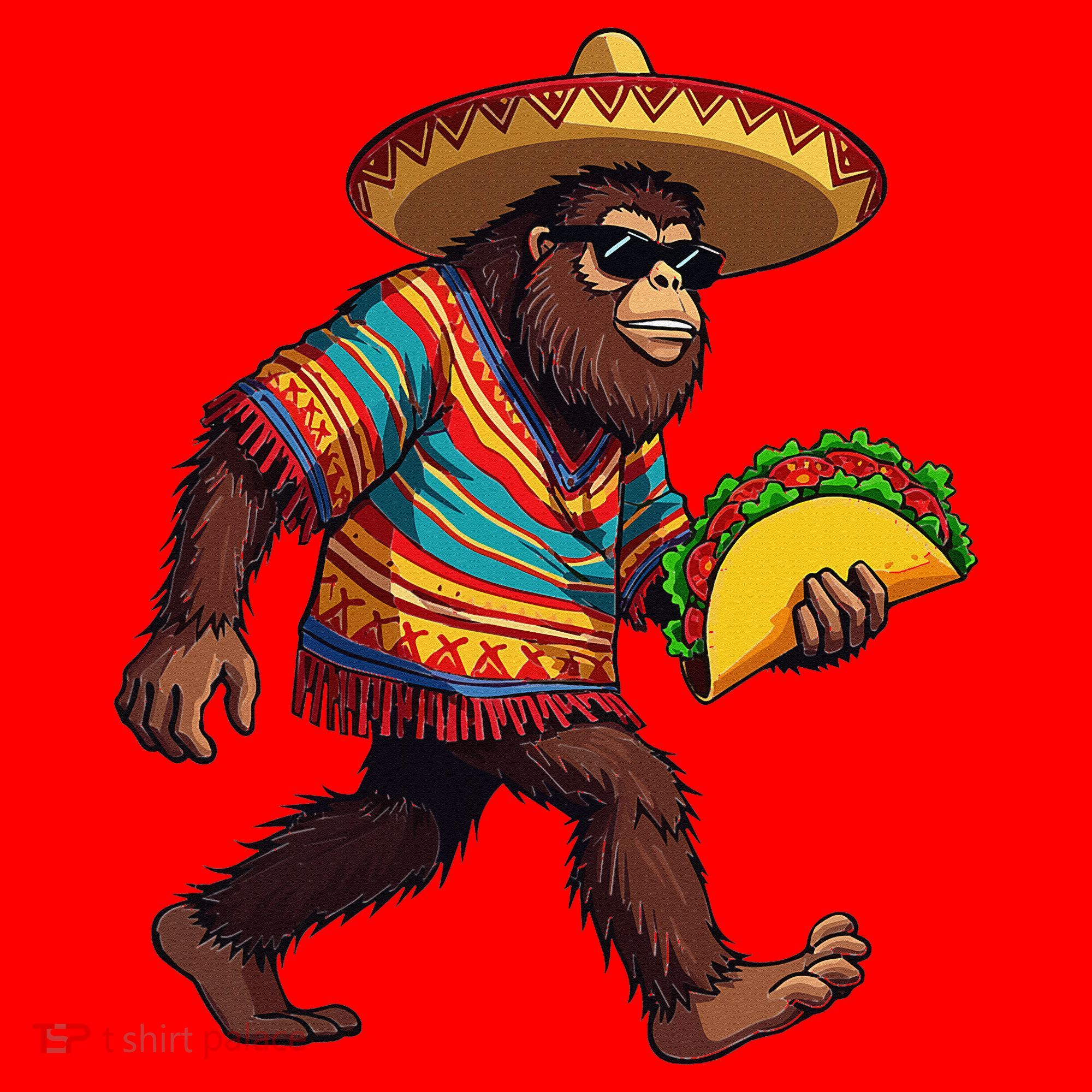 Bigfoot Carrying Taco Funny Cinco De Mayo Sasquatch Santa Hat