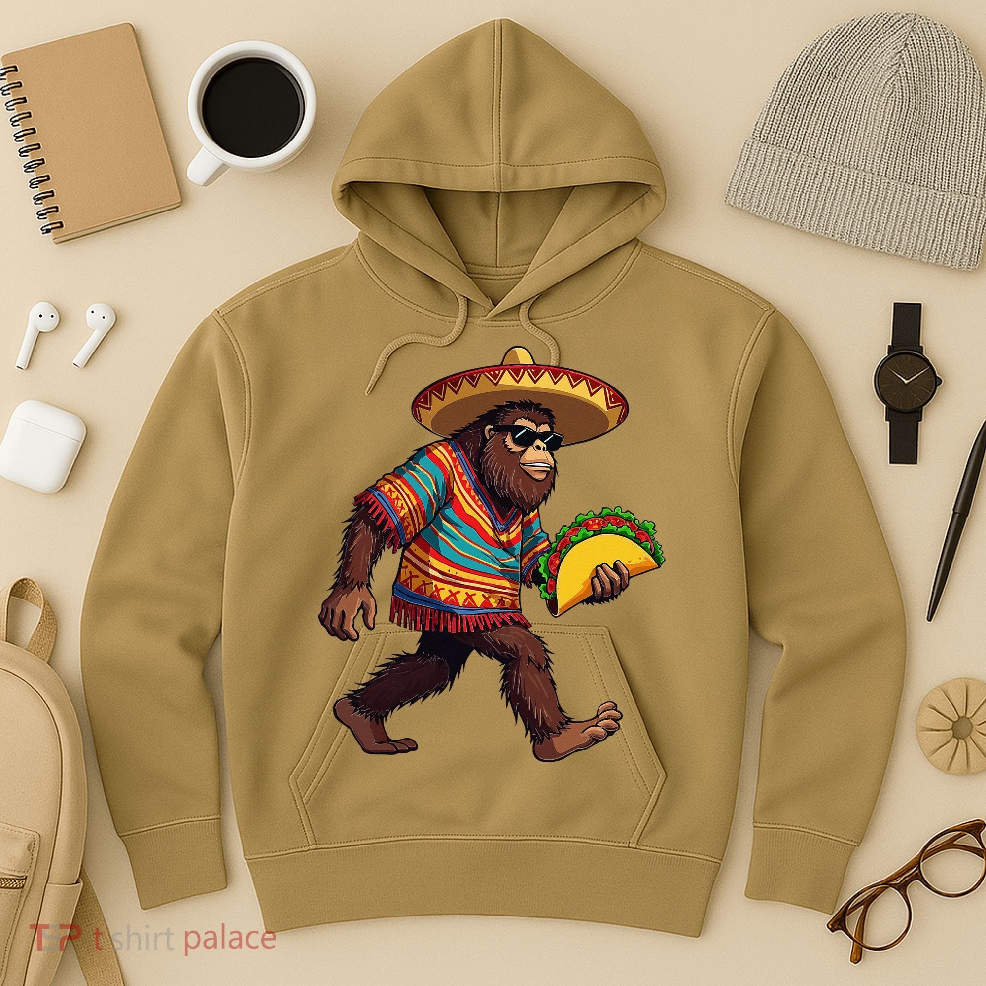 Bigfoot Carrying Taco Funny Cinco De Mayo Sasquatch Hoodie