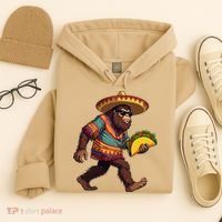 Bigfoot Carrying Taco Funny Cinco De Mayo Sasquatch Hoodie thumb 4
