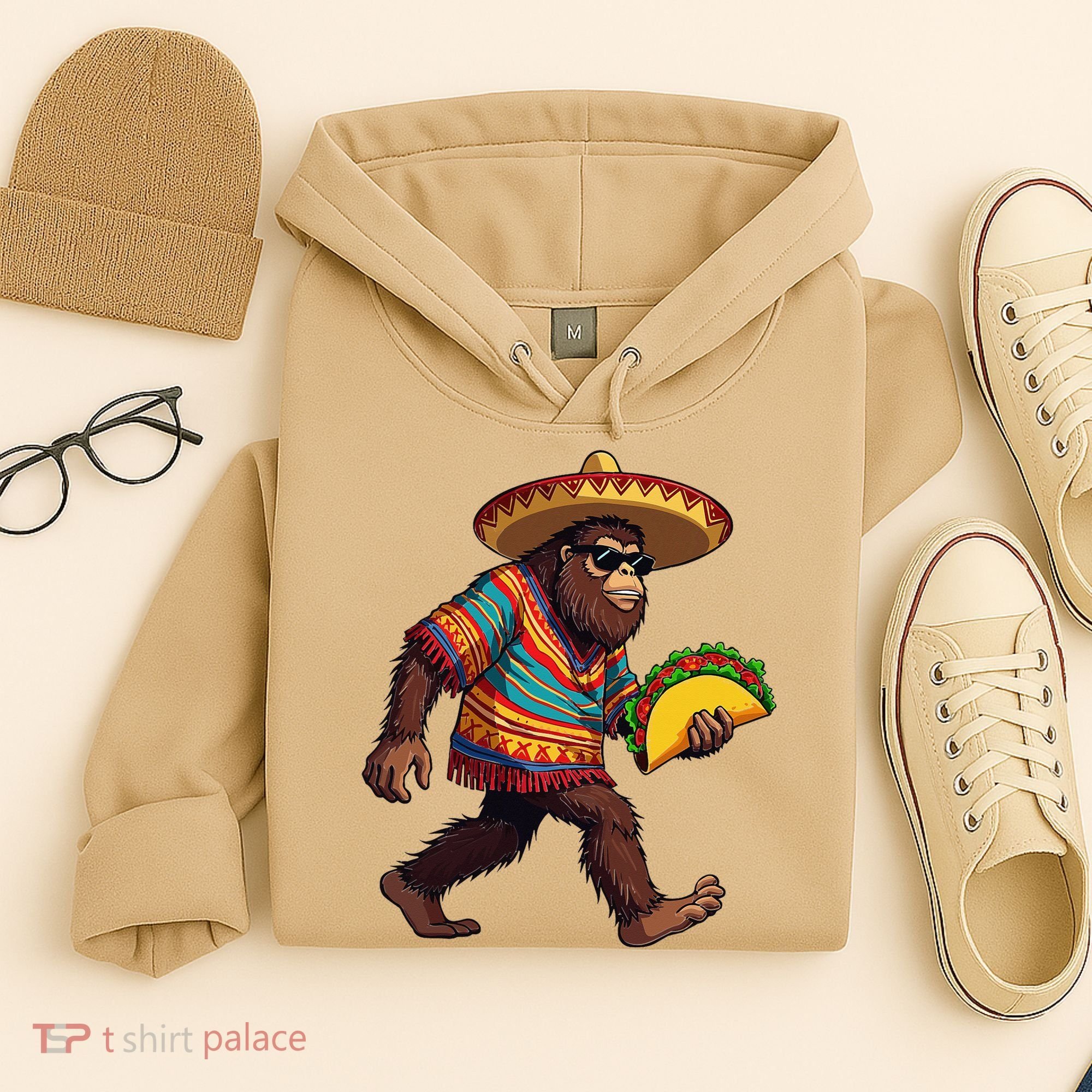 Bigfoot Carrying Taco Funny Cinco De Mayo Sasquatch Hoodie
