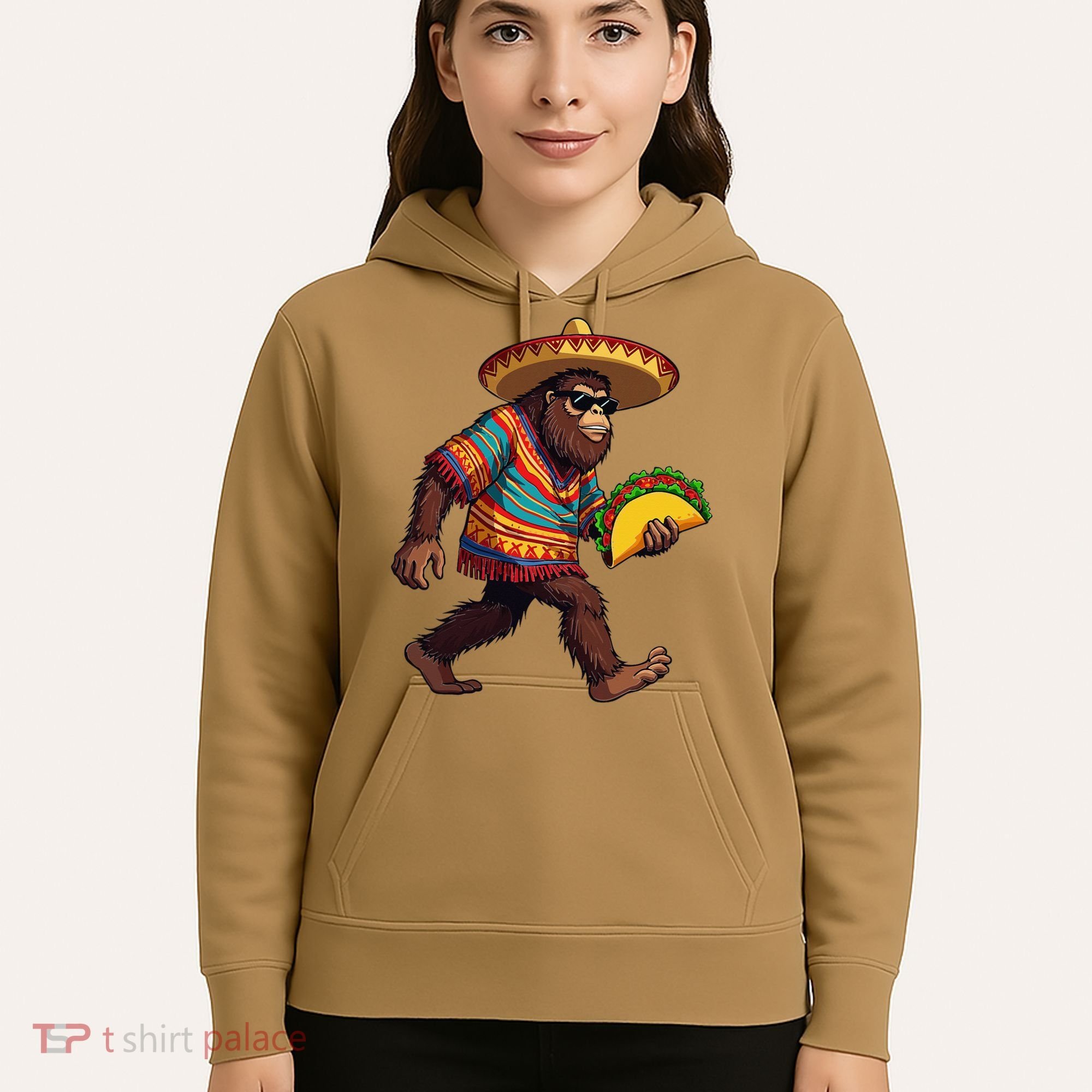 Bigfoot Carrying Taco Funny Cinco De Mayo Sasquatch Hoodie