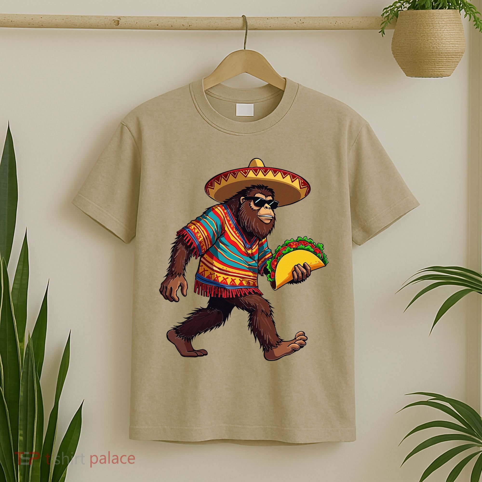 Bigfoot Carrying Taco Funny Cinco De Mayo Sasquatch T-Shirt